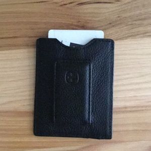 Pebbled Leather Black SWISSGEAR Nylon Inlay Magnetic Money Clip